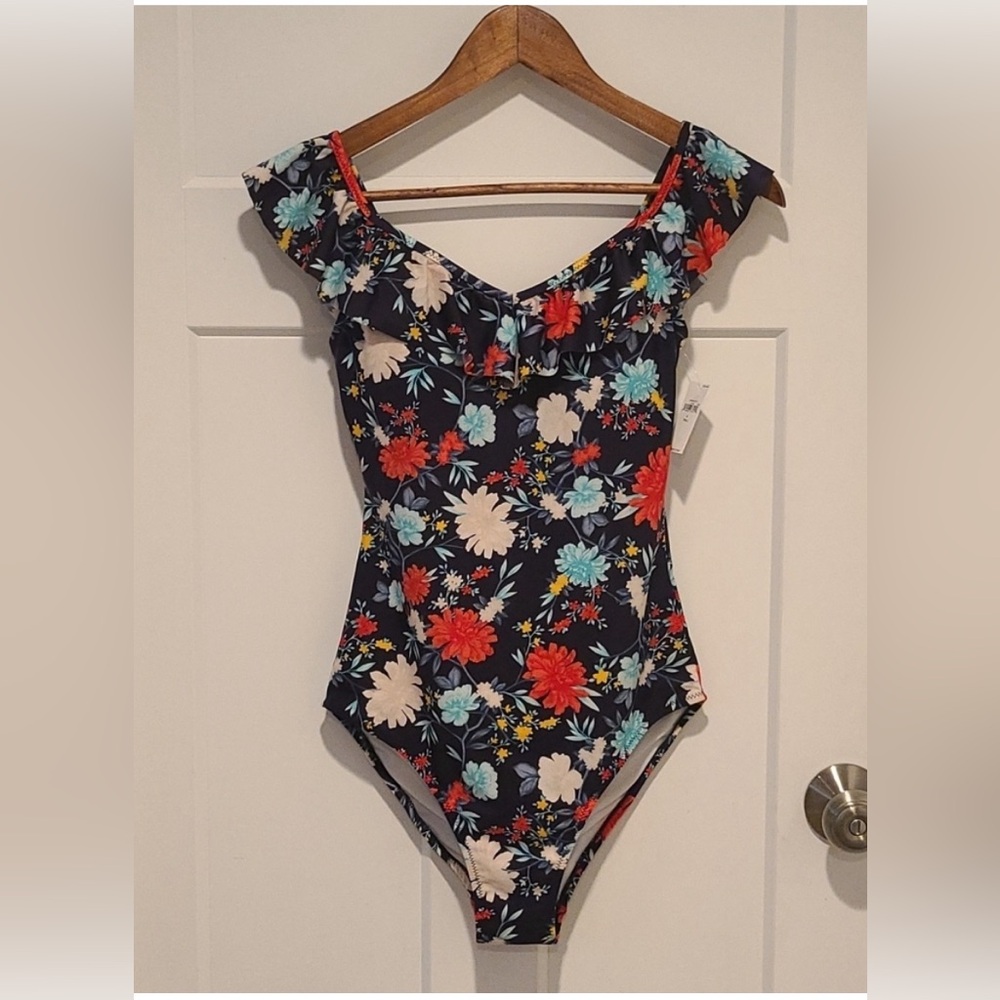 NWT Floral XL One Piece Swimsuit with Ruffle Sleeve old navy